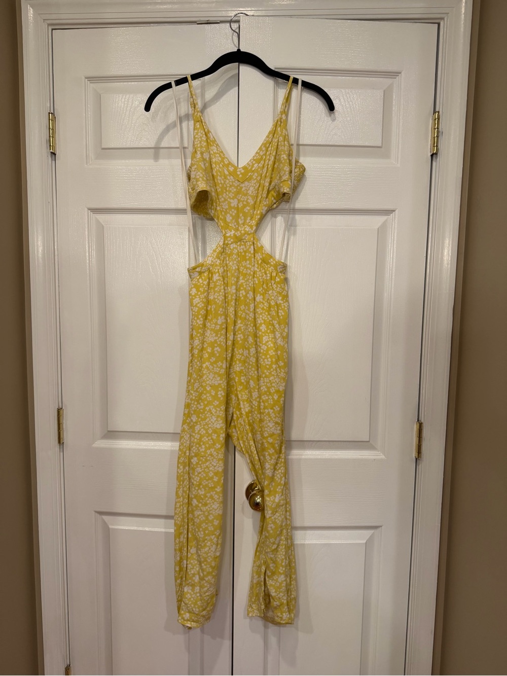 Yellow Floral Cutout Jumpsuit